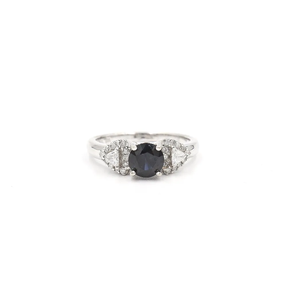 18 Karat White Gold Sapphire and Diamond Ring