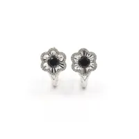 18 Karat White Gold Sapphire and Diamond Flower Earrings