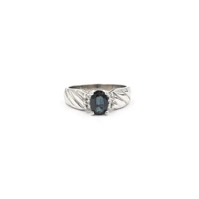 10 Karat White Gold Sapphire and Diamond Ring