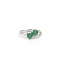 14 Karat White Gold Emerald and Diamond Ring