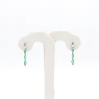 14 Karat White Gold Emerald and Diamond Drop Earrings