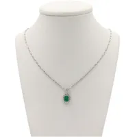 14 Karat Gold Mini Emerald and Diamond Necklace