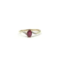 14 Karat Yellow Gold Ruby and Diamond Oval Ring