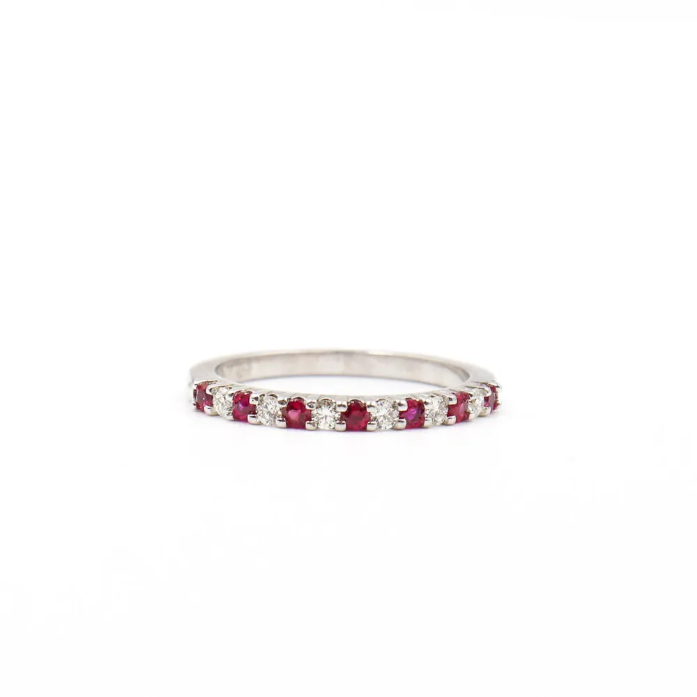 10 Karat White Gold Ruby and Diamond Ring