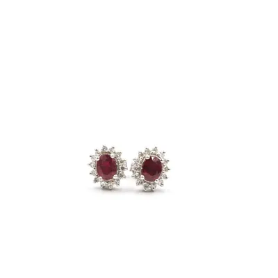 18 Karat White Gold Ruby and Diamond Earrings