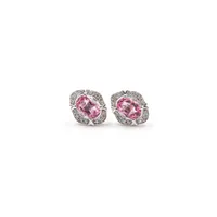 14 Karat White Gold Pink Topaz and Diamond Earrings