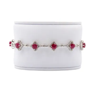 14 Karat White Gold Ruby and Diamond Bracelet