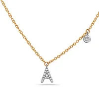 14 Karat Yellow Gold Diamond Initial Necklace