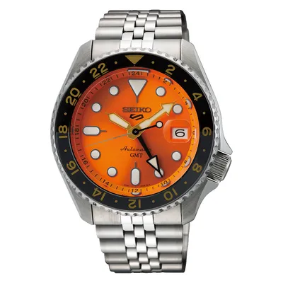 Seiko 5 Sport Automatic GMT Orange Dial Watch-SSK005