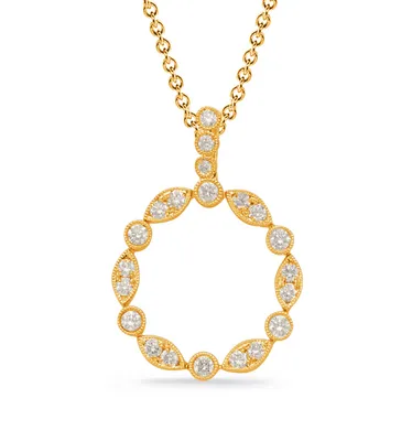 14 Karat Yellow Gold Diamond Circle Necklace