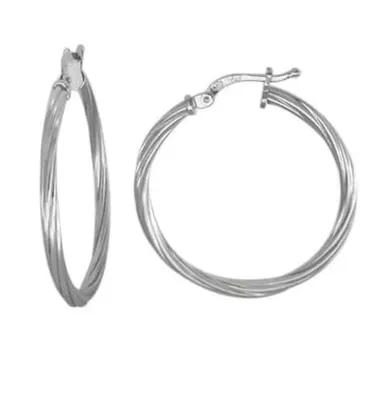 Sterling Silver Twist Hoop Earrings