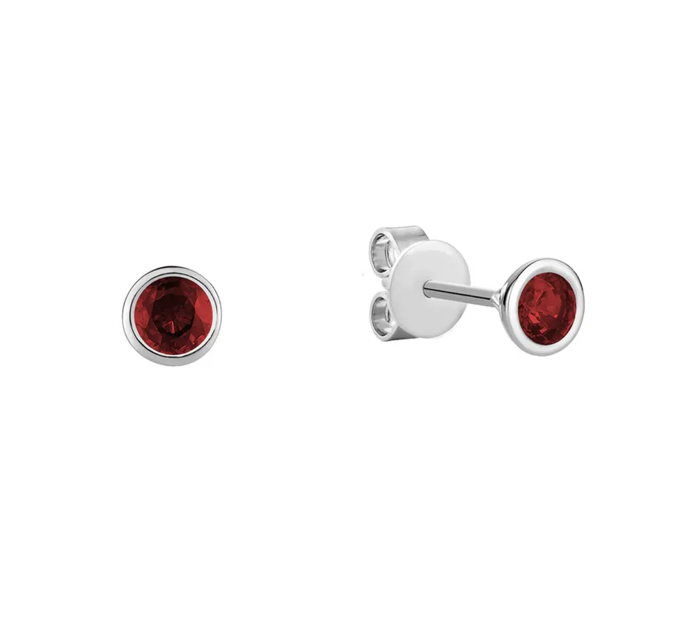 10 Karat White Gold Bezel Garnet Earrings