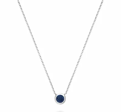 10 Karat Gold Bezel Blue Sapphire Necklace