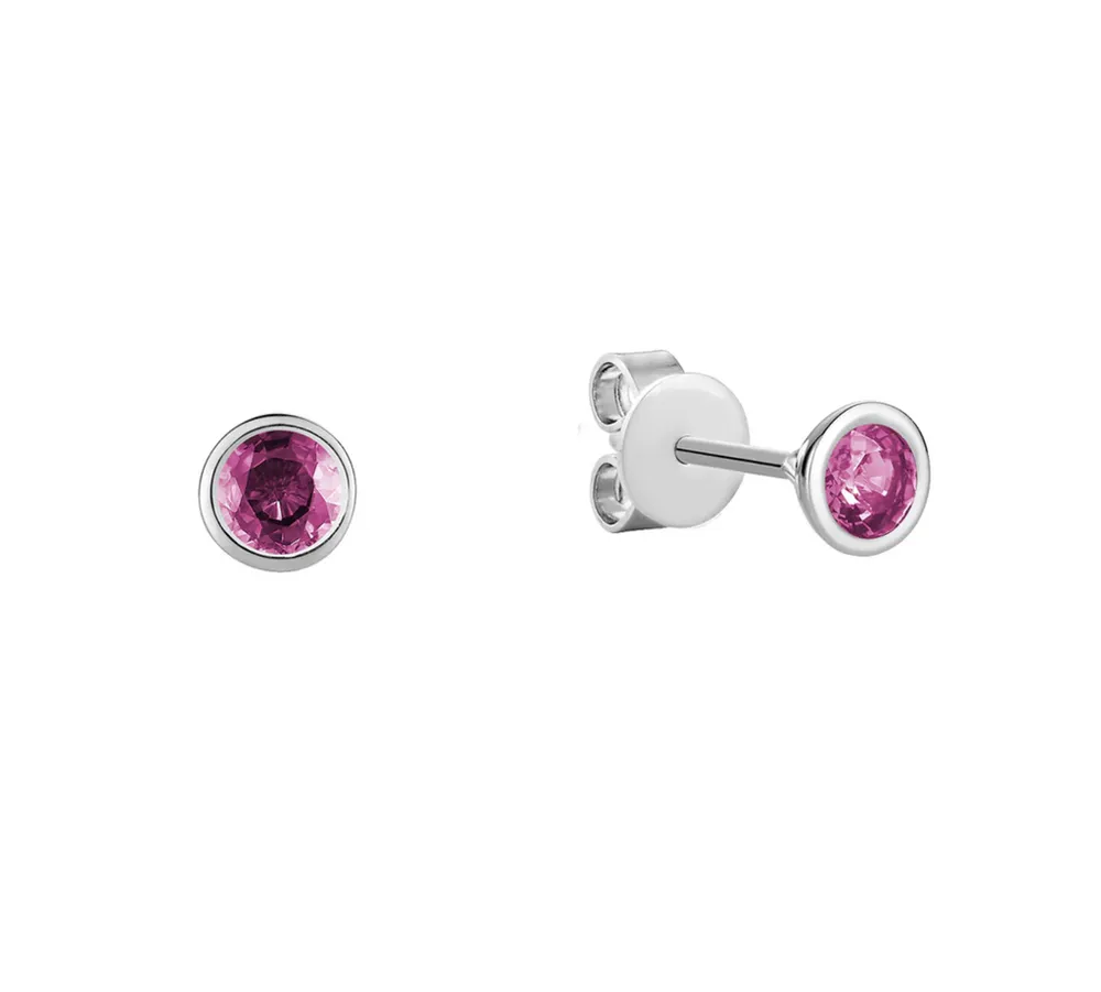 10 Karat White Gold Pink Topaz Bezel Set Earrings