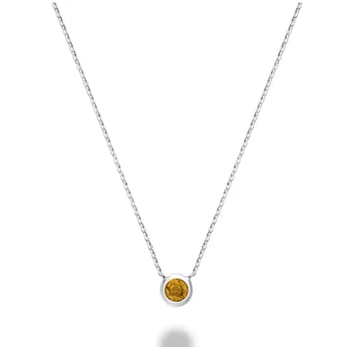 10 Karat Gold Mini Citrine Bezel Necklace