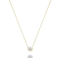 14 Karat Yellow Gold Bezel Set Diamond Necklace