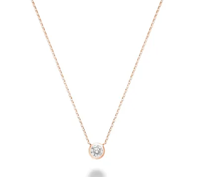 14 Karat Rose Gold Bezel Set Diamond Necklace