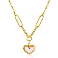 Sterling Silver Gold Plated Mother of Pearl Heart Necklace