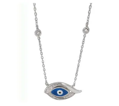 Sterling Silver Cubic Zirconia Evil Eye Necklace