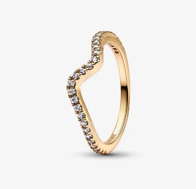 Pandora Gold Plated Sparkling Wave Ring