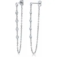 Sterling Silver Cubic Zirconia Chain Drop Earrings