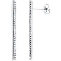 Sterling Silver Cubic Zirconia Bar Earrings