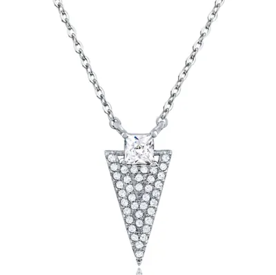 Sterling Silver Cubic Zirconia Geometric Necklace