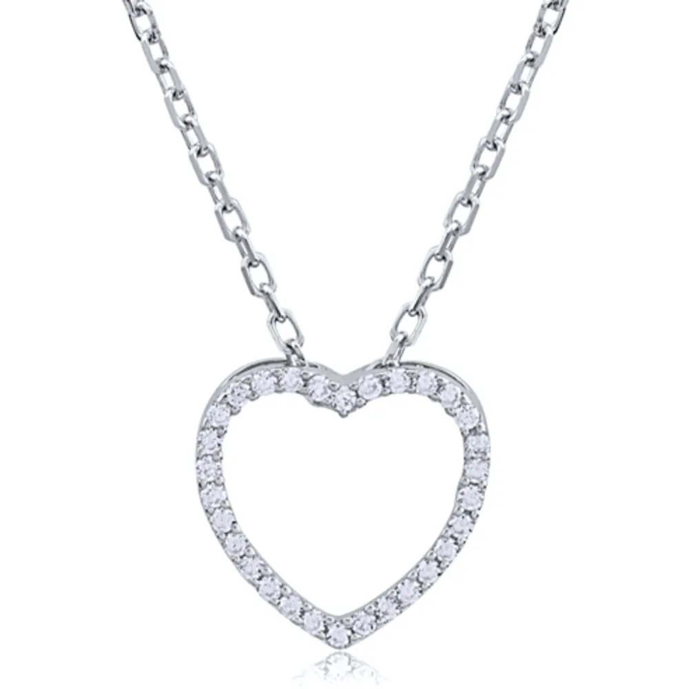 Sterling Silver Cubic Zirconia Heart Necklace