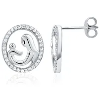 Sterling Silver Mother and Child Stud Earrings