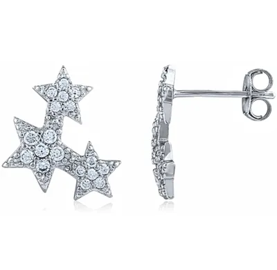 Sterling Silver Cubic Zirconia Multi Star Stud Earrings