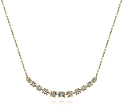 Gabriel & Co. 14K Yellow Gold Diamond Squared Necklace