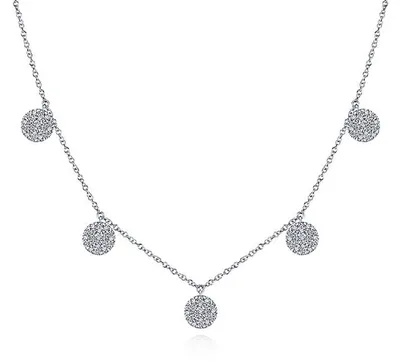 14K White Gold Diamond Disc Choker Necklace