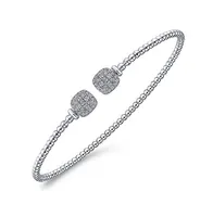 Gabriel & Co. 14 Karat White Gold Bujukan Bead Bracelet with Pave Diamond Squares