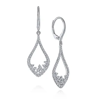 Gabriel & Co. 14 Karat White Gold Diamond Teardrop Earrings