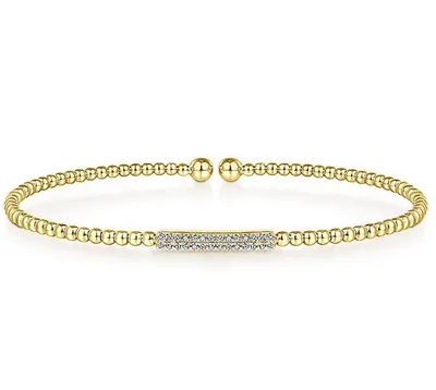 Gabriel & Co. 14 Karat Gold Bujukan Bead Bracelet with Diamond Bar