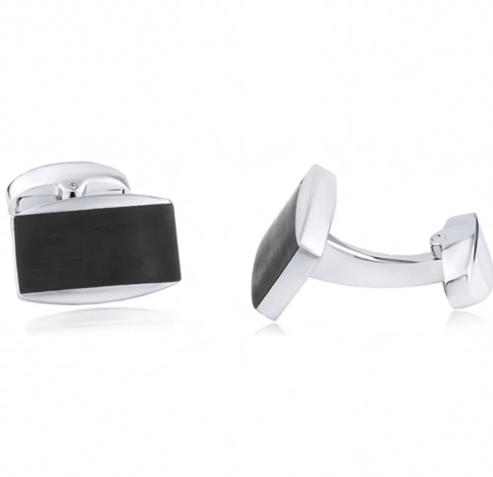 Brass Cufflinks with Brushed Black Enamel