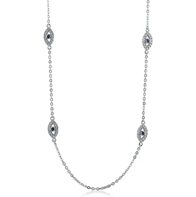 Sterling Silver Cubic Zirconia Multi Eye Necklace