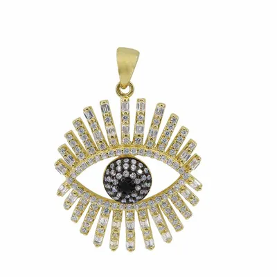 Sterling Silver Cubic Zirconia Evil Eye Pendant-Final Sale