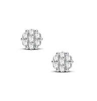 14 Karat Gold Carat Total Diamond Flower Stud Earrings