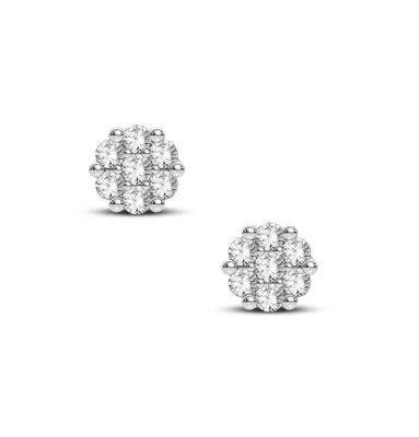 14 Karat Yellow Gold 0.15 Carat Total Diamond Flower Stud Earrings