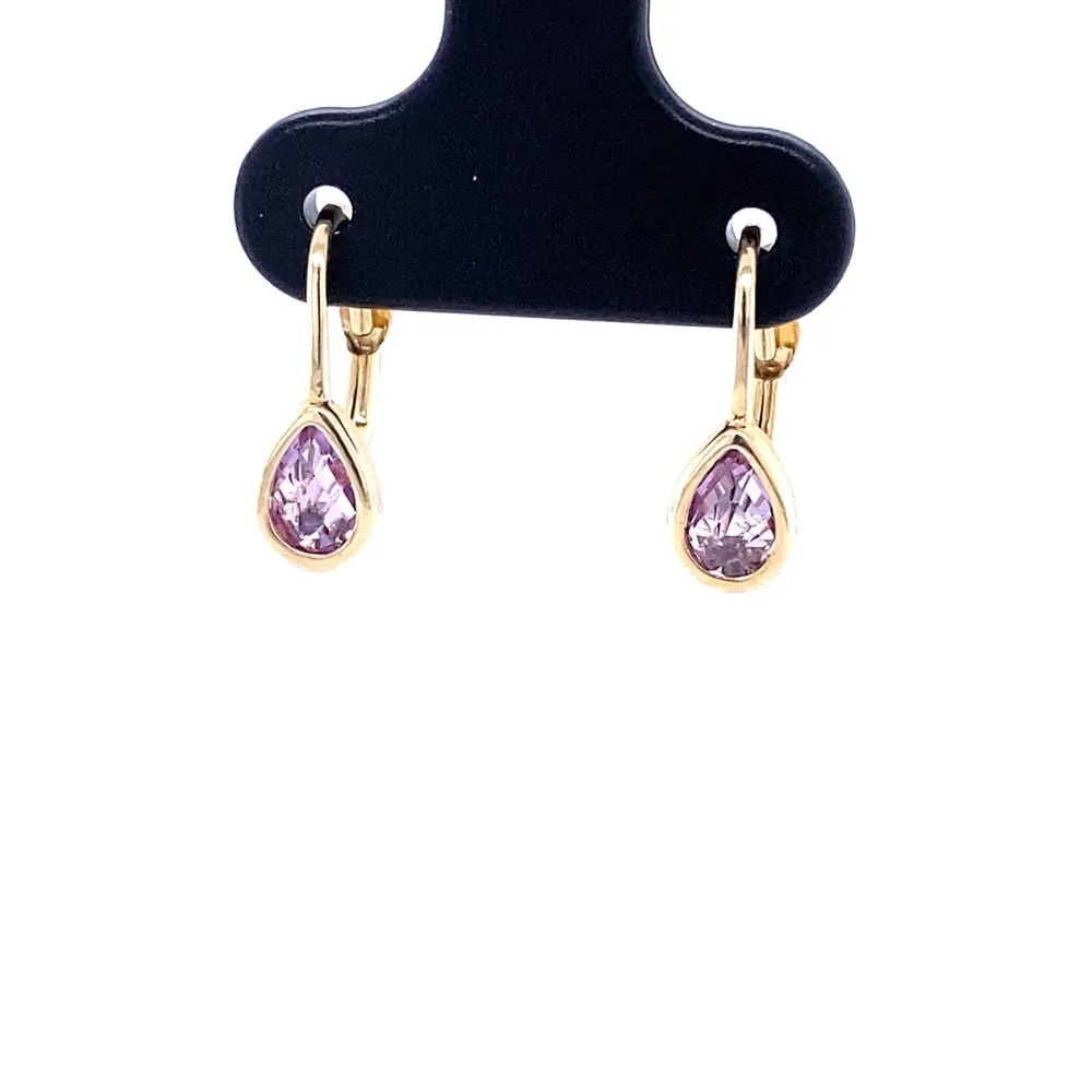 10 Karat Yellow Gold Amethyst Teardrop Earrings