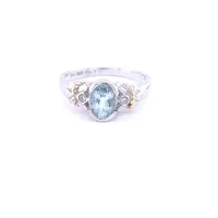 14 Karat White and Yellow Gold Aquamarine Ring