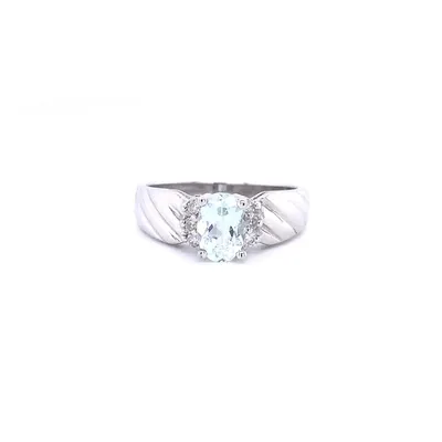 Karat White Gold Aquamarine and Diamond Ring