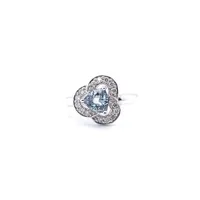 14 Karat White Gold Aquamarine and Diamond Trinity Ring