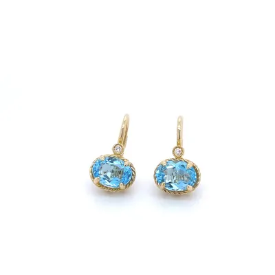 Gabriel & Co. 14 Karat Yellow Gold Swiss Blue Topaz Earrings