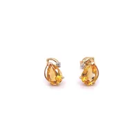 14 Karat Gold Citrine and Diamond Earrings