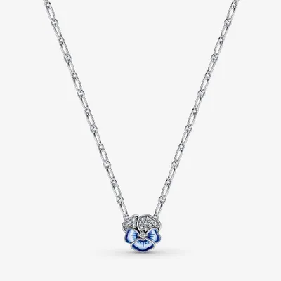 Pandora Blue Pansy Flower Pendant Necklace - 390770C01-50