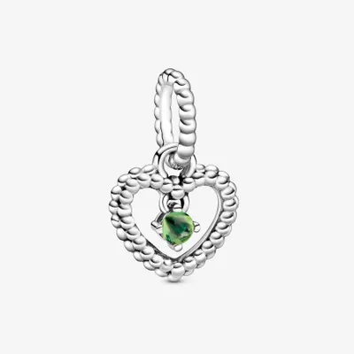 Pandora August Spring Green Beaded Heart Dangle Charm - 798854C10