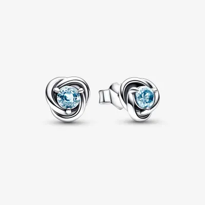 Pandora March Sea Aqua Blue Eternity Circle Stud Earrings - 292334C09