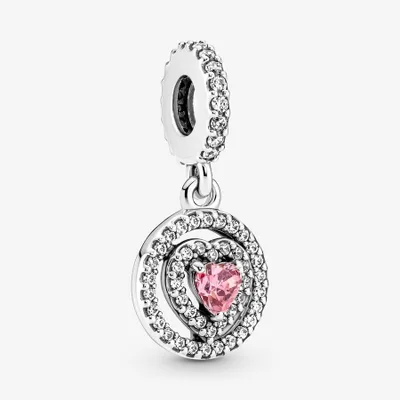 Pandora Sparkling Double Halo Heart Dangle Charm - 791476C01